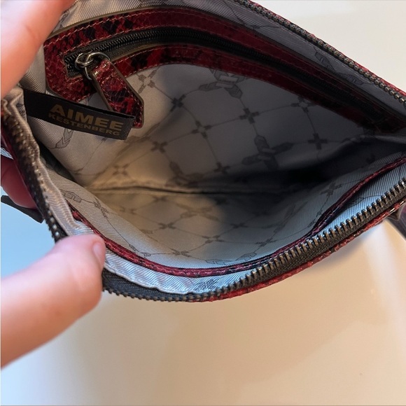 AIMEE KESTEBERG Melville Ruby Red Snakeskin Leather Clutch / Wristlet - Picture 10 of 16